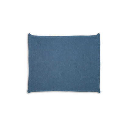 Benjara 70 x 54 Leri Throw Blanket, Set of 3, Machine Knitted Blue Cotton