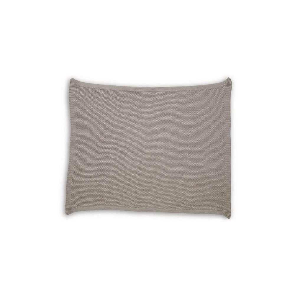 Benjara 70 x 54 Leri Throw Blanket, Set of 3, Machine Knitted Gray Cotton
