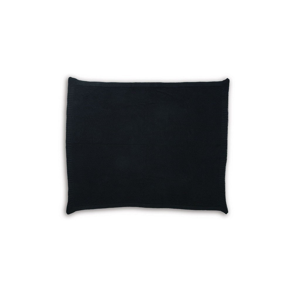 Benjara 70 x 54 Leri Throw Blanket, Set of 3, Machine Knitted Black Cotton