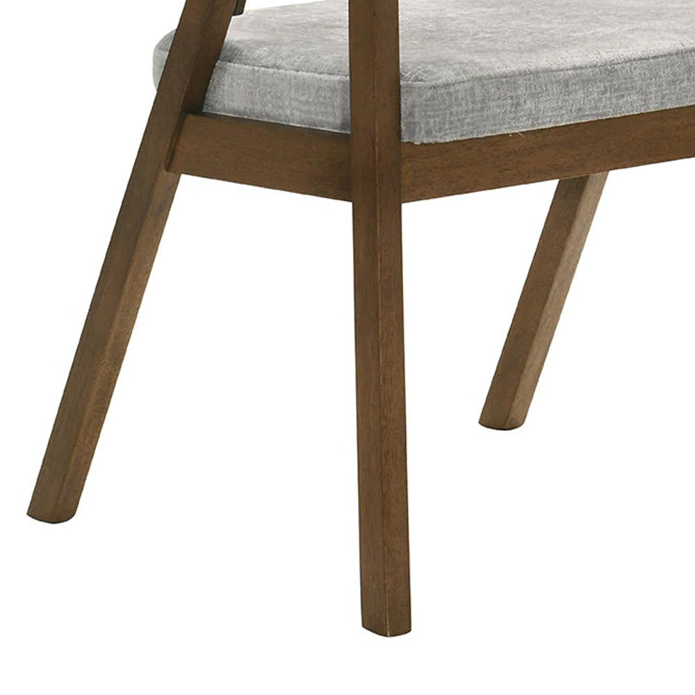 Benjara Lery Armchair Set of 2, Curved Walnut Brown Wood Back, Padded Seat