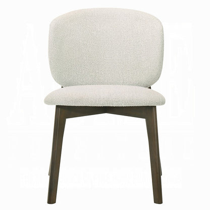 Benjara Mery Dining Side Chair Set of 2, Gray Chenille, Walnut Brown Legs