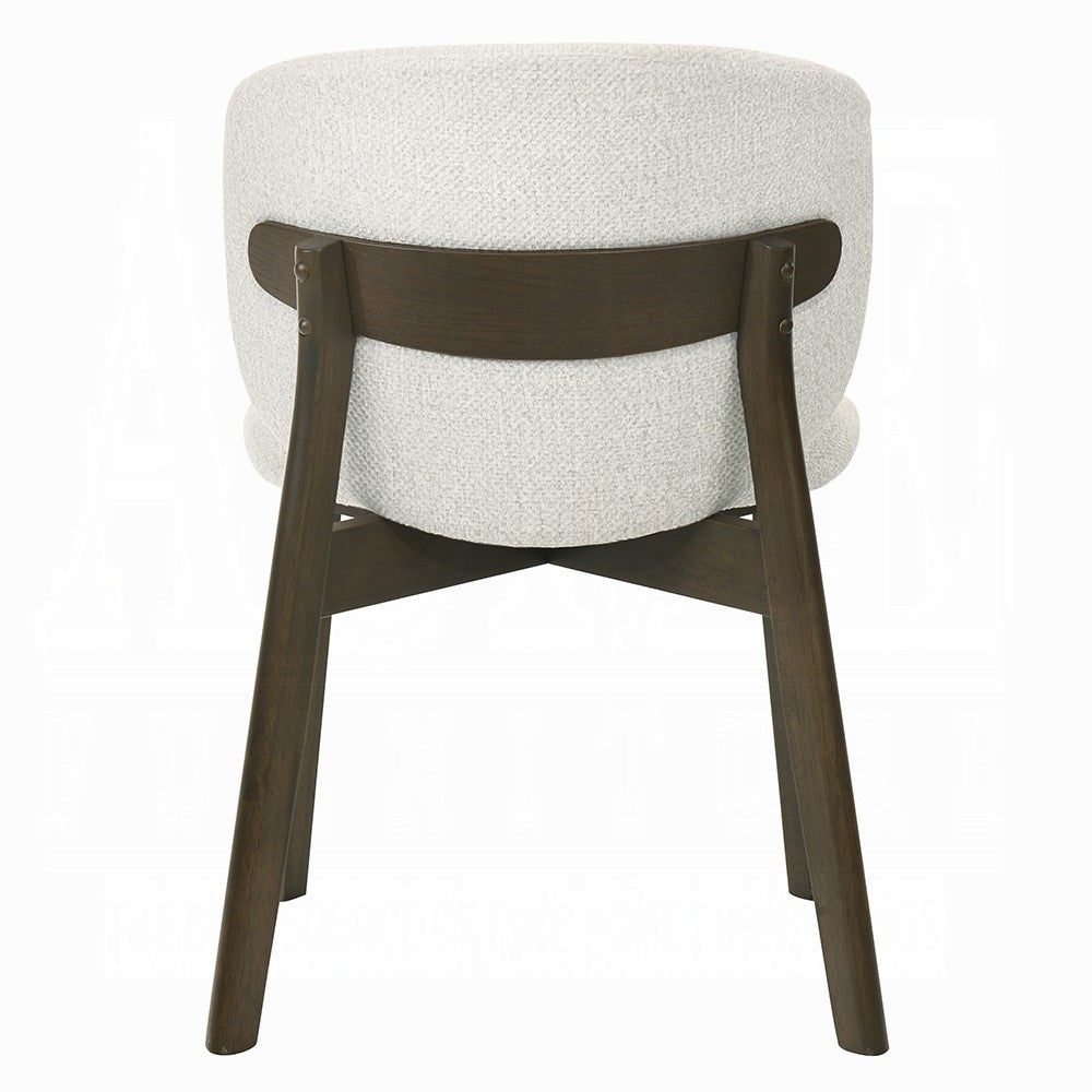 Benjara Mery Dining Side Chair Set of 2, Gray Chenille, Walnut Brown Legs