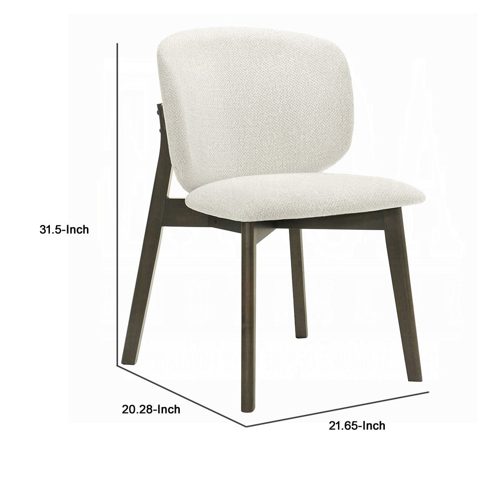 Benjara Mery Dining Side Chair Set of 2, Gray Chenille, Walnut Brown Legs
