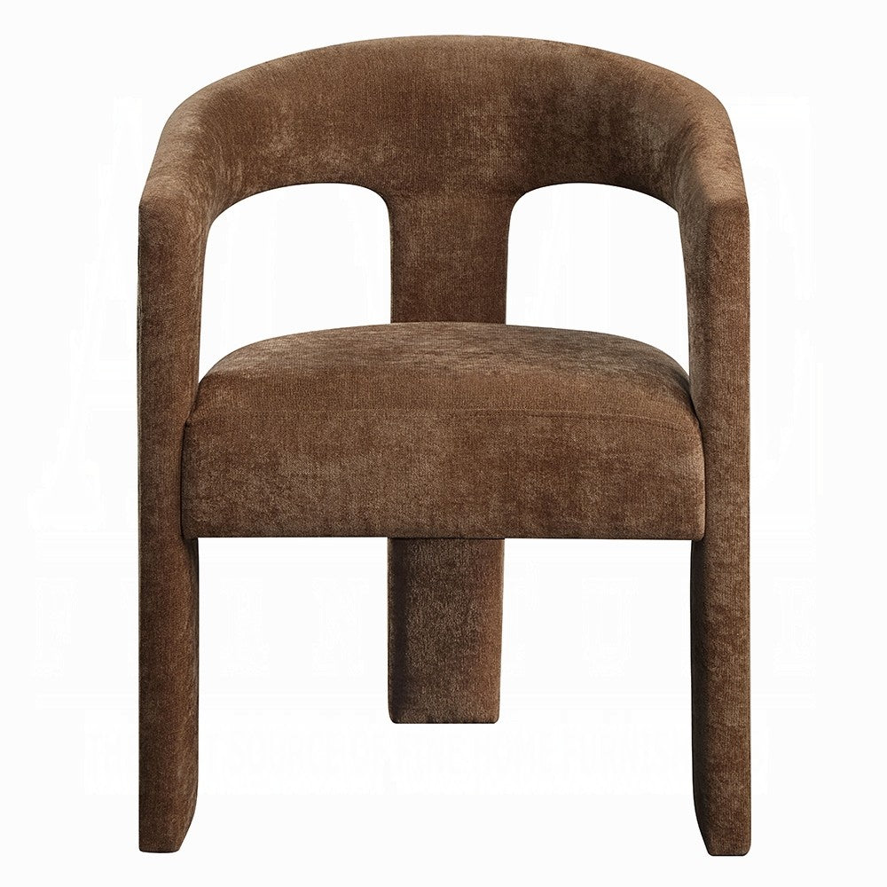Benjara Hery Armchair Set of 2, Curved Padded Backrest And Seat, Brown Linen