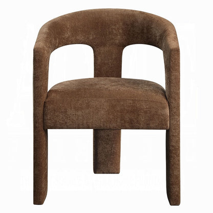 Benjara Hery Armchair Set of 2, Curved Padded Backrest And Seat, Brown Linen