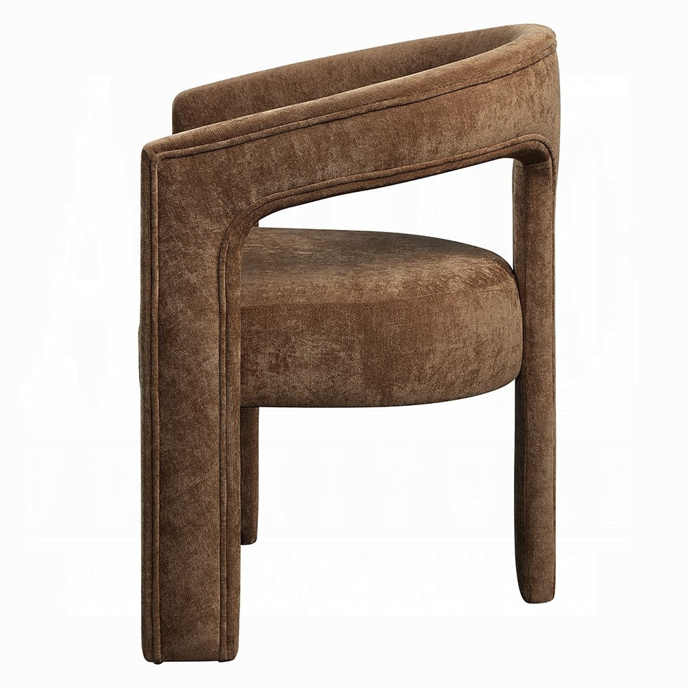Benjara Hery Armchair Set of 2, Curved Padded Backrest And Seat, Brown Linen
