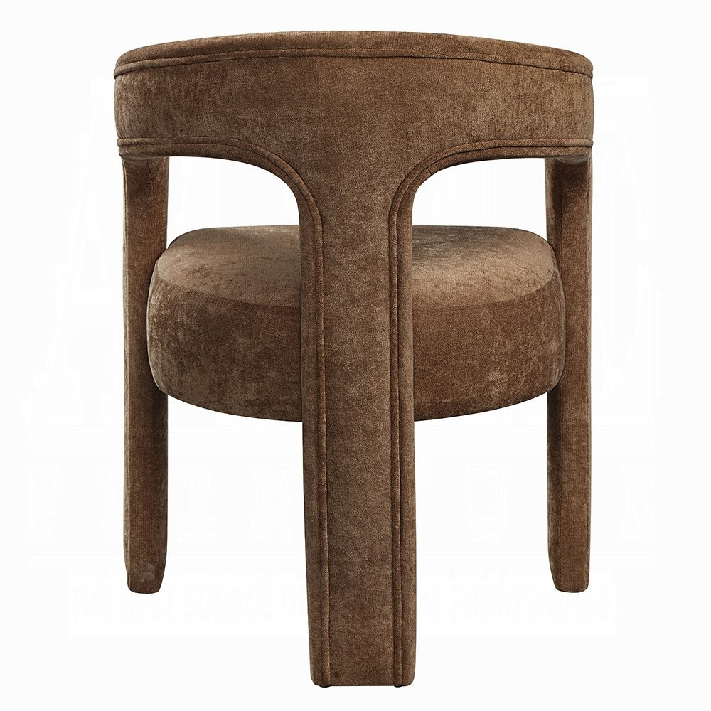 Benjara Hery Armchair Set of 2, Curved Padded Backrest And Seat, Brown Linen