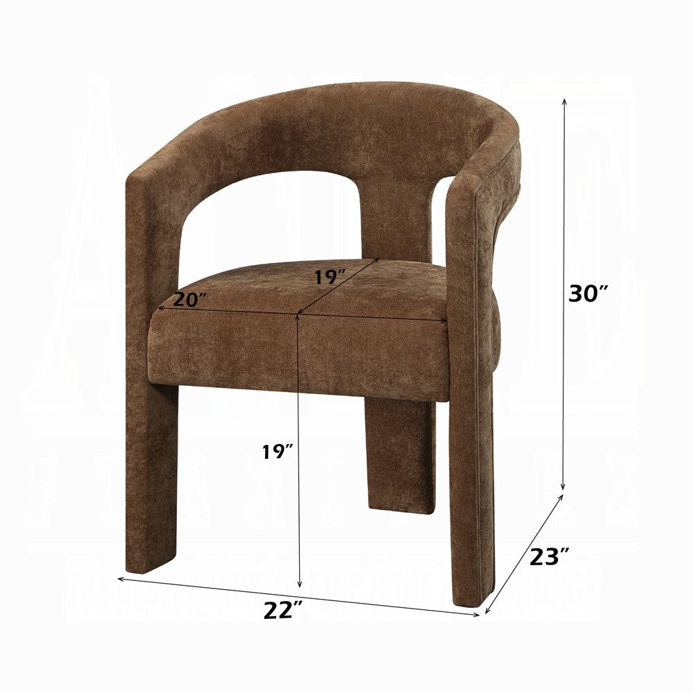 Benjara Hery Armchair Set of 2, Curved Padded Backrest And Seat, Brown Linen