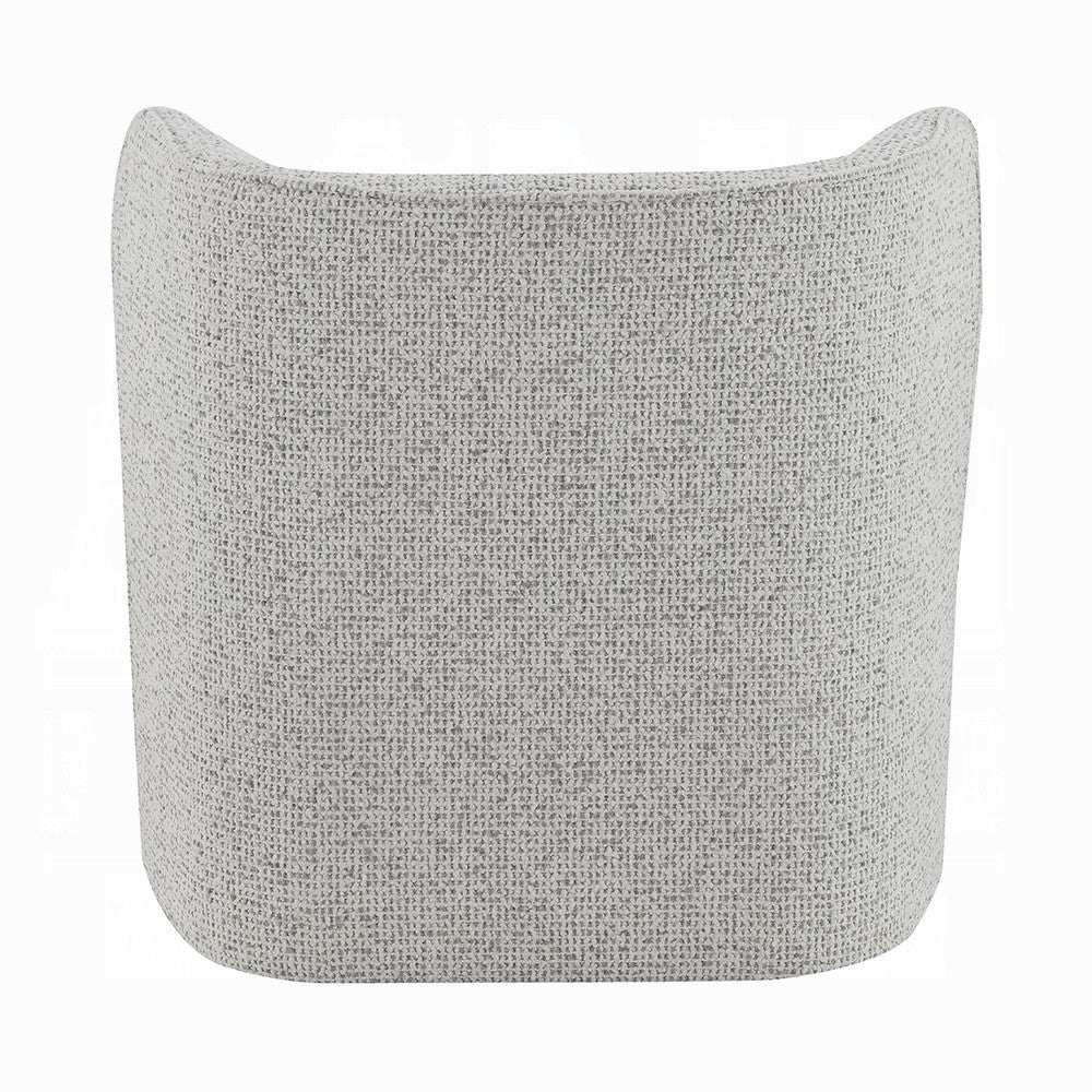 Benjara Sely Contemporary Accent Chair, Gray Tweed Fabric Curved Back, Round Base