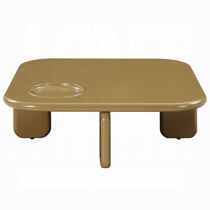 Benjara Jeny Coffee Table, 35 Inch Square Top with Rounded Corners, Yellow Brown