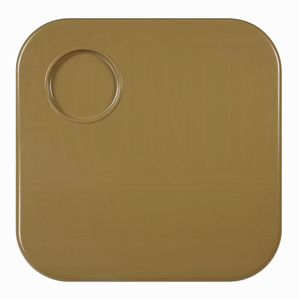 Benjara Jeny Coffee Table, 35 Inch Square Top with Rounded Corners, Yellow Brown