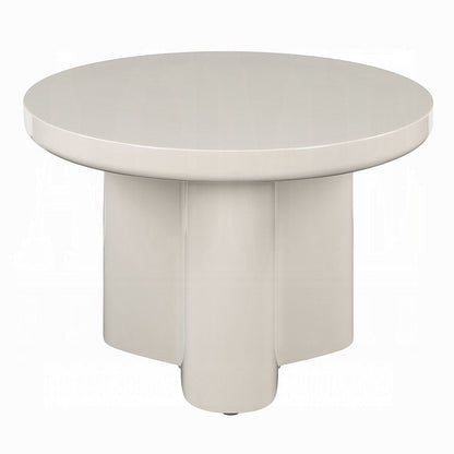 Benjara Jeny Side End Table, 24 Inch Round Top with Pedestal Base, Light Gray