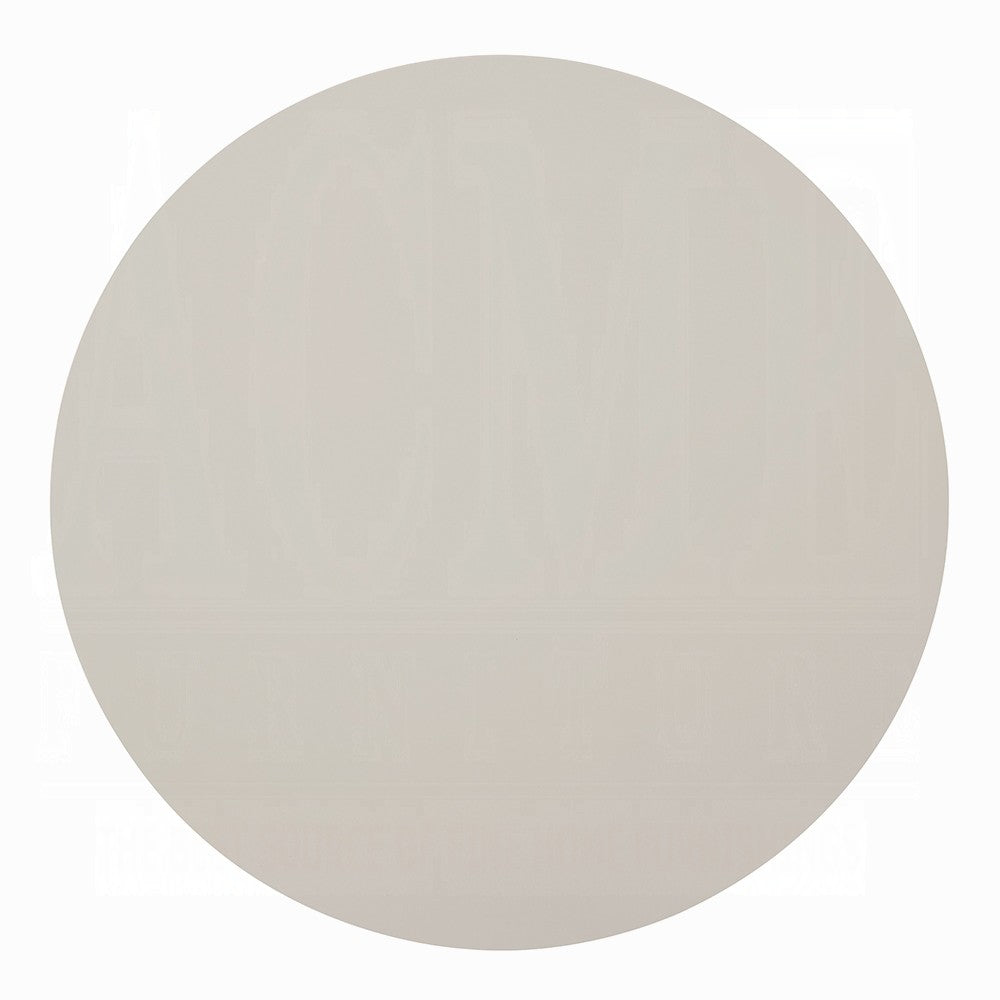 Benjara Jeny Side End Table, 24 Inch Round Top with Pedestal Base, Light Gray