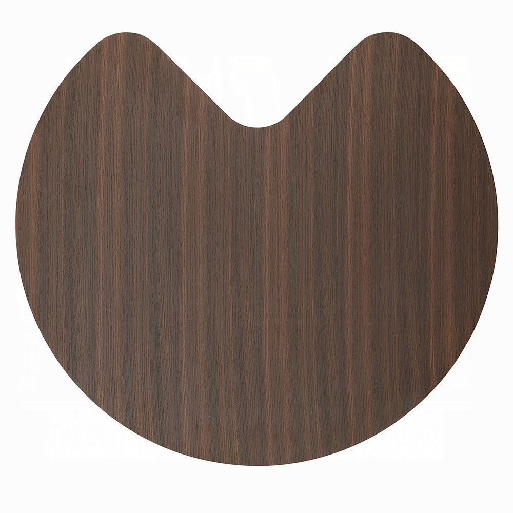 Benjara Yex Coffee Table, 35 Inch Curved Top with Pedestal Legs, Smoked Oak Brown