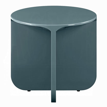 Benjara Lemy Side End Table. 20 Inch Round Top with Pedestal Base, Teal Blue Wood