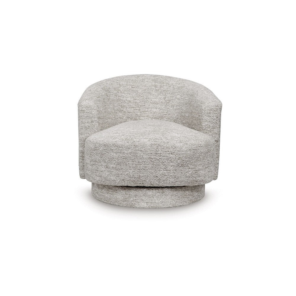 Benjara Wady Swivel Accent Chair, Light Gray Barrel Back with Tight Seat Cushion