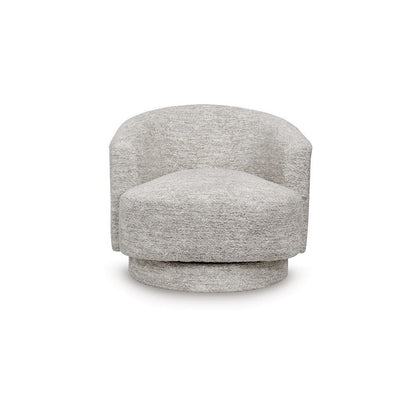 Benjara Wady Swivel Accent Chair, Light Gray Barrel Back with Tight Seat Cushion