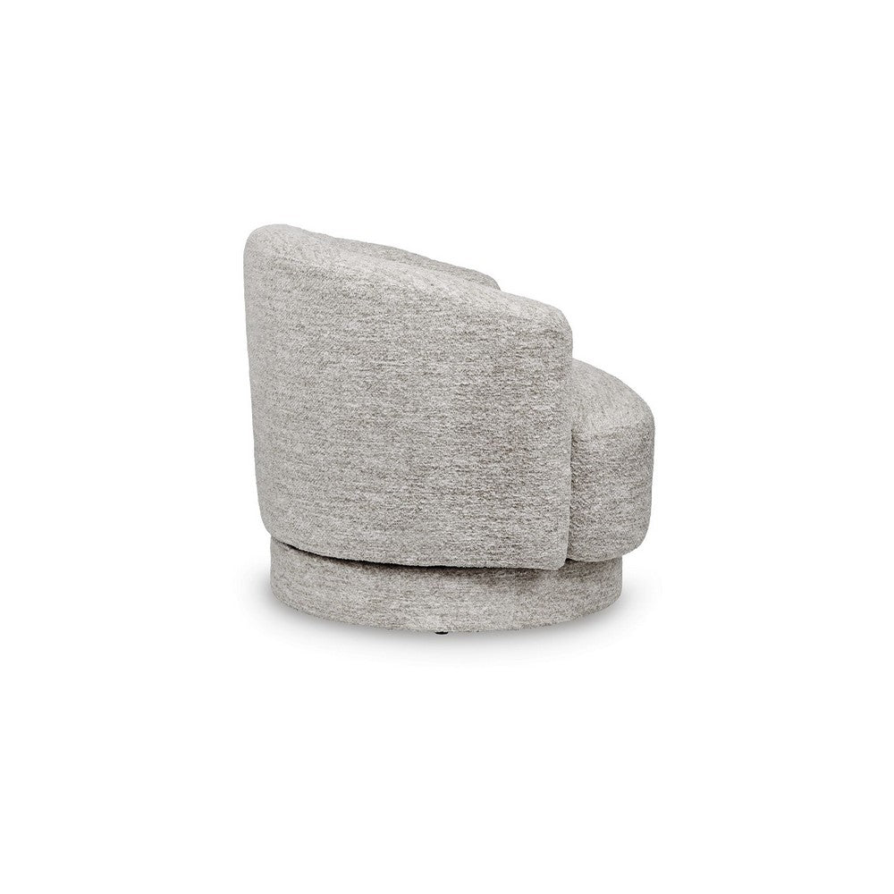 Benjara Wady Swivel Accent Chair, Light Gray Barrel Back with Tight Seat Cushion