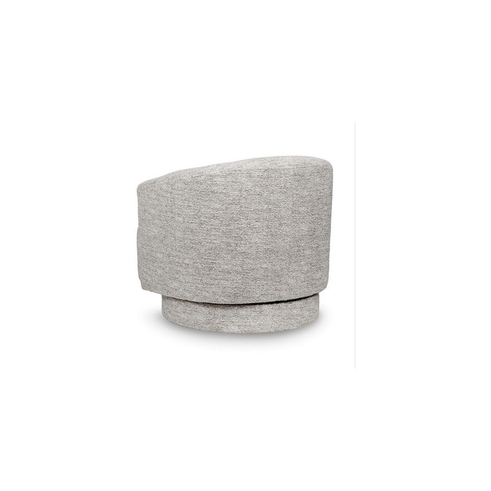 Benjara Wady Swivel Accent Chair, Light Gray Barrel Back with Tight Seat Cushion