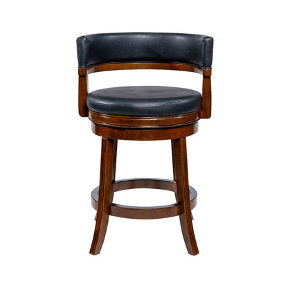 Benjara Bely Swivel Counter Height Chair, Black Faux Leather, Cappuccino Brown
