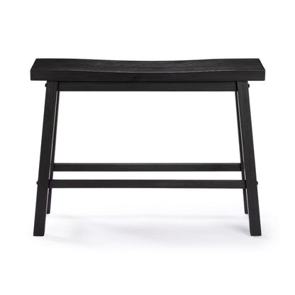 Benjara Amber Counter Height Bench, Backless Seat, Charcoal Black Acacia Wood