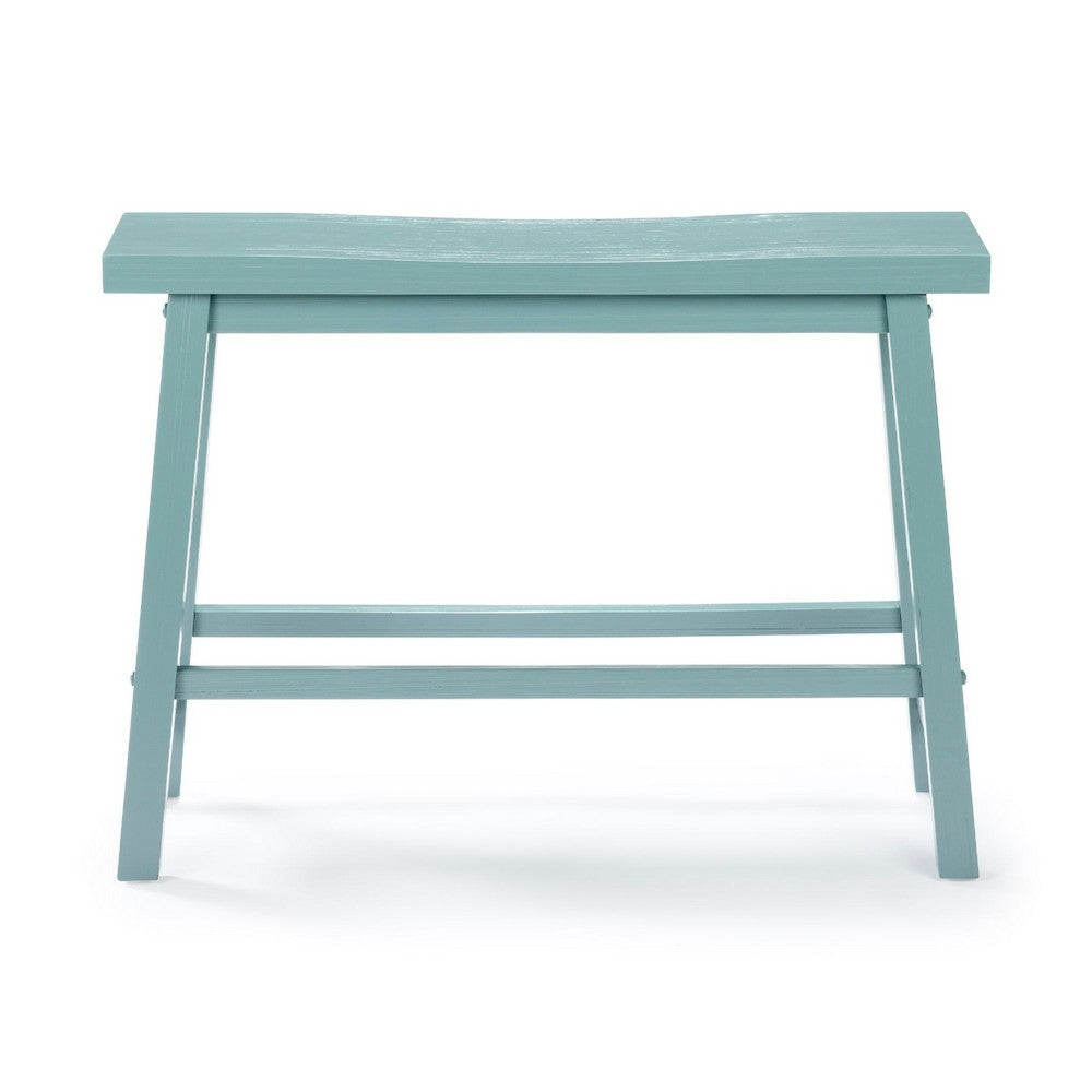 Benjara Amber Counter Height Bench, Backless Seat, Light Blue Acacia Wood