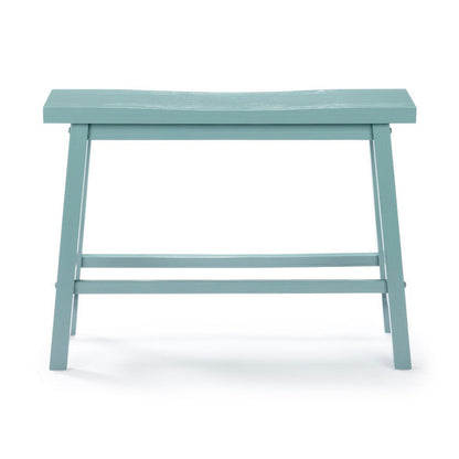 Benjara Amber Counter Height Bench, Backless Seat, Light Blue Acacia Wood