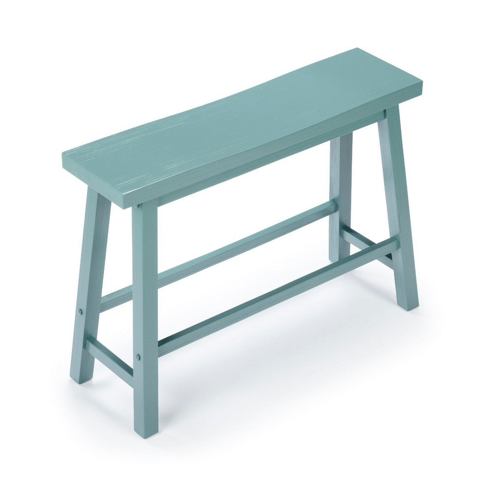 Benjara Amber Counter Height Bench, Backless Seat, Light Blue Acacia Wood