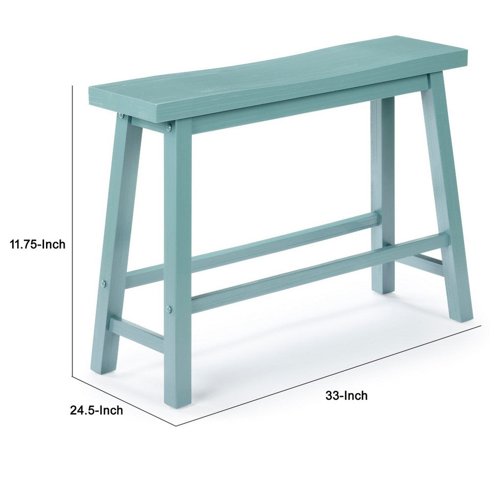 Benjara Amber Counter Height Bench, Backless Seat, Light Blue Acacia Wood