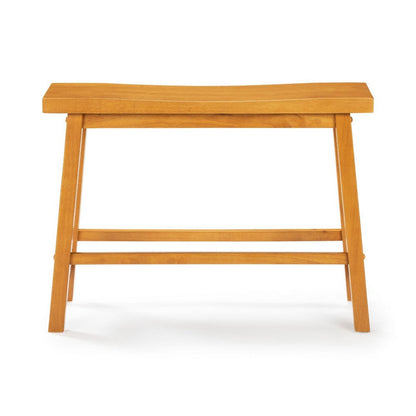 Benjara Amber Counter Height Bench, Backless Seat, Honey Oak Brown Acacia Wood