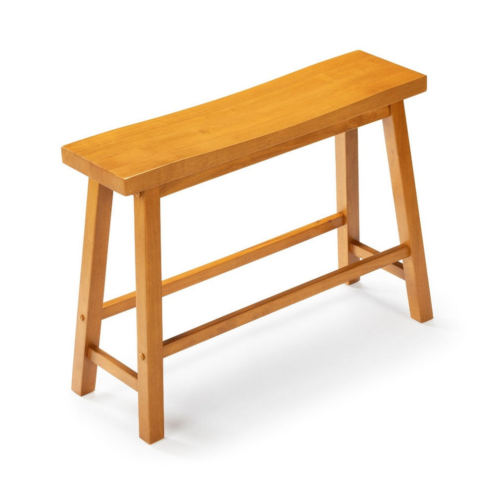 Benjara Amber Counter Height Bench, Backless Seat, Honey Oak Brown Acacia Wood