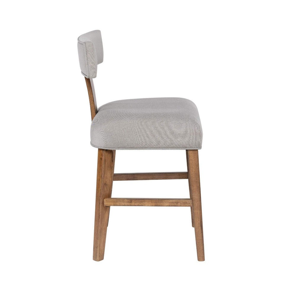Benjara Tely Counter Stool Chair with Light Gray T Back, Natural Brown Frame