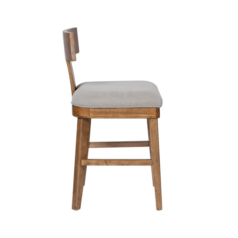 Benjara Hery Counter Stool Chair with T Back Design, Light Gray Cushioned Seat