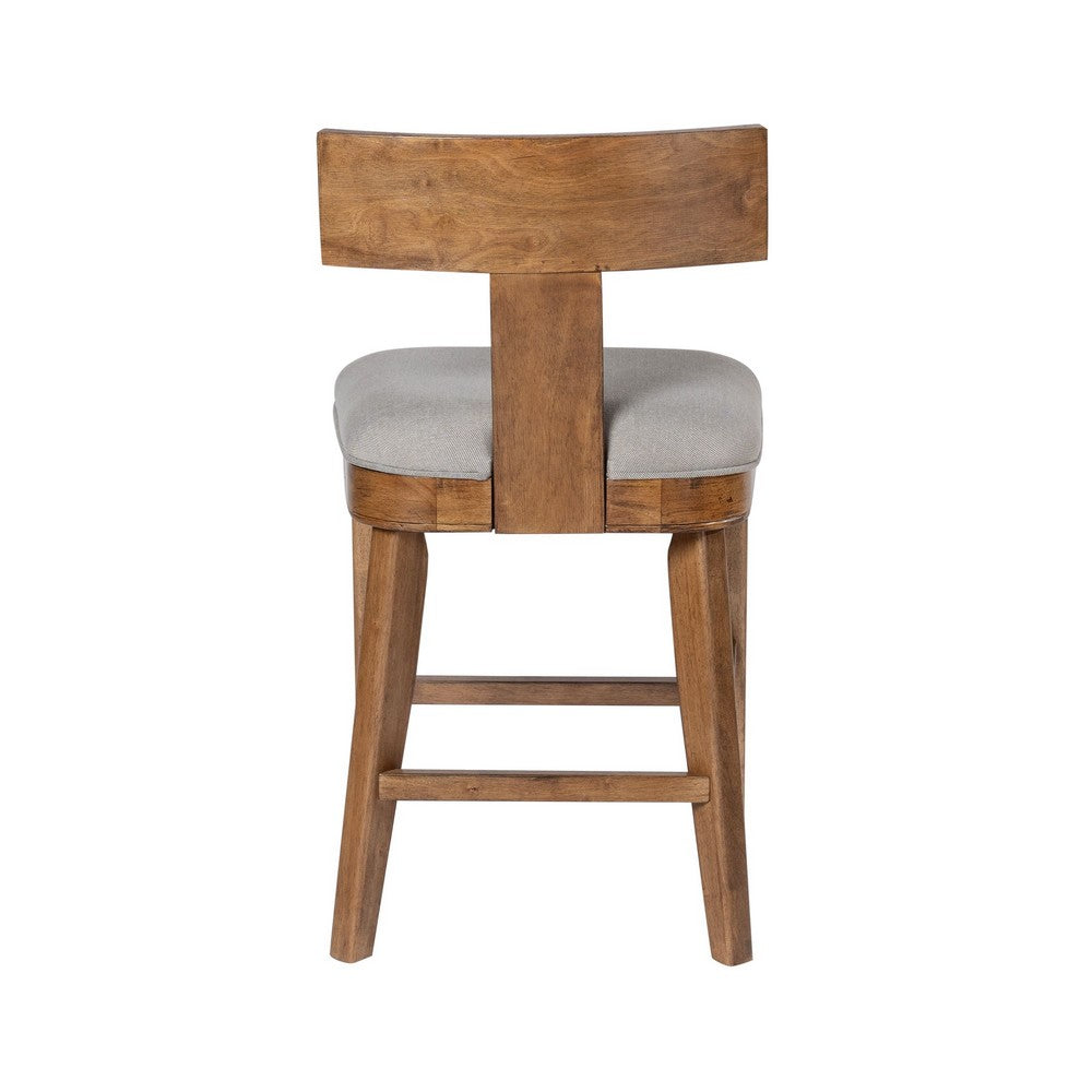 Benjara Hery Counter Stool Chair with T Back Design, Light Gray Cushioned Seat