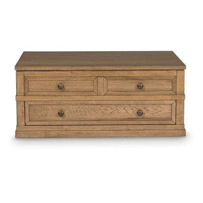 Benjara Dory Coffee Table, 42 Inch Rectangular Lift Top, 1 Drawer, Light Brown