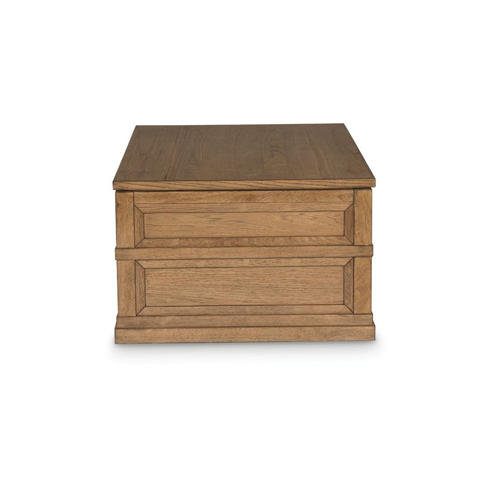Benjara Dory Coffee Table, 42 Inch Rectangular Lift Top, 1 Drawer, Light Brown