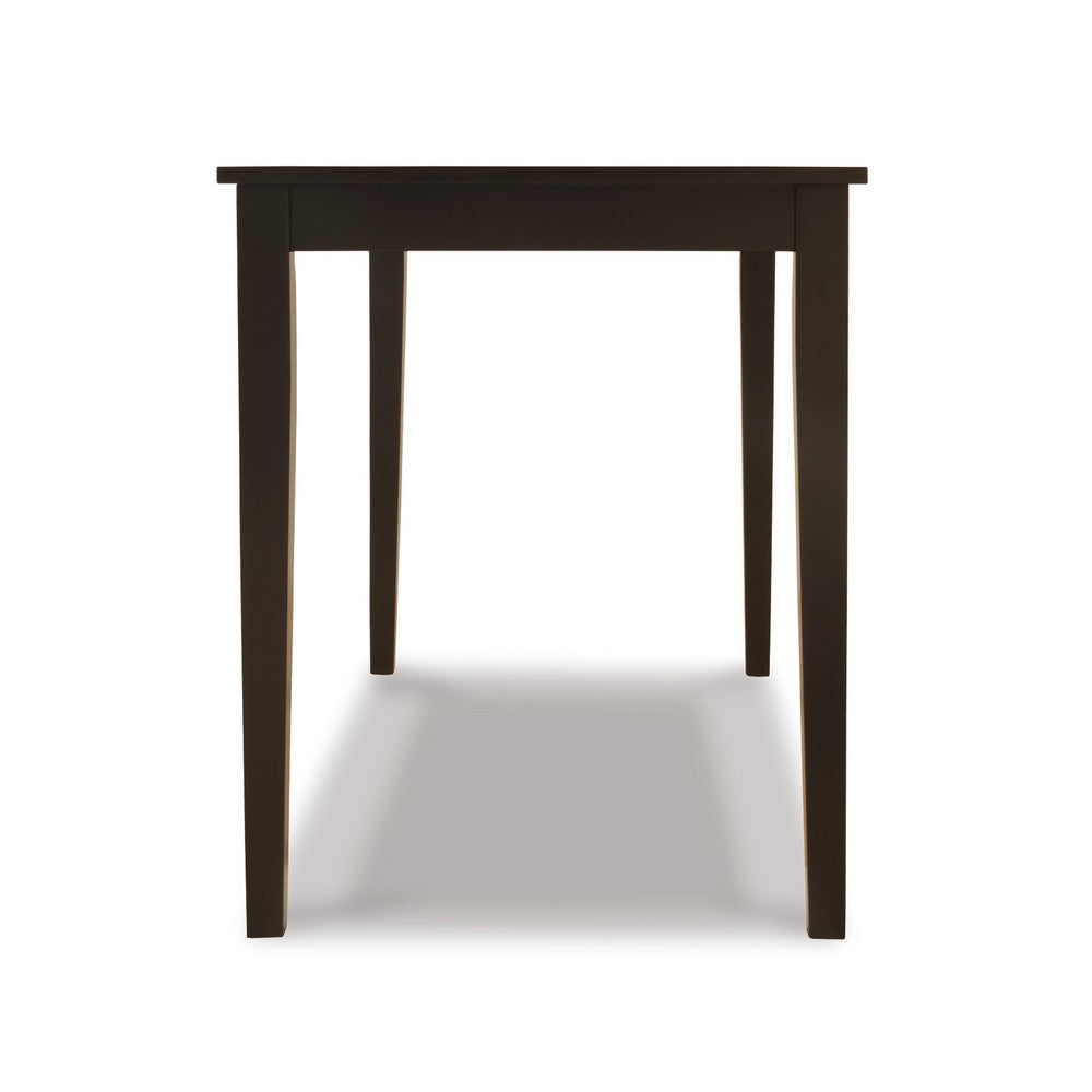 Benjara Pim Dining Table, 45 Inch Rectangular Top, Dark Brown Tapered Legs