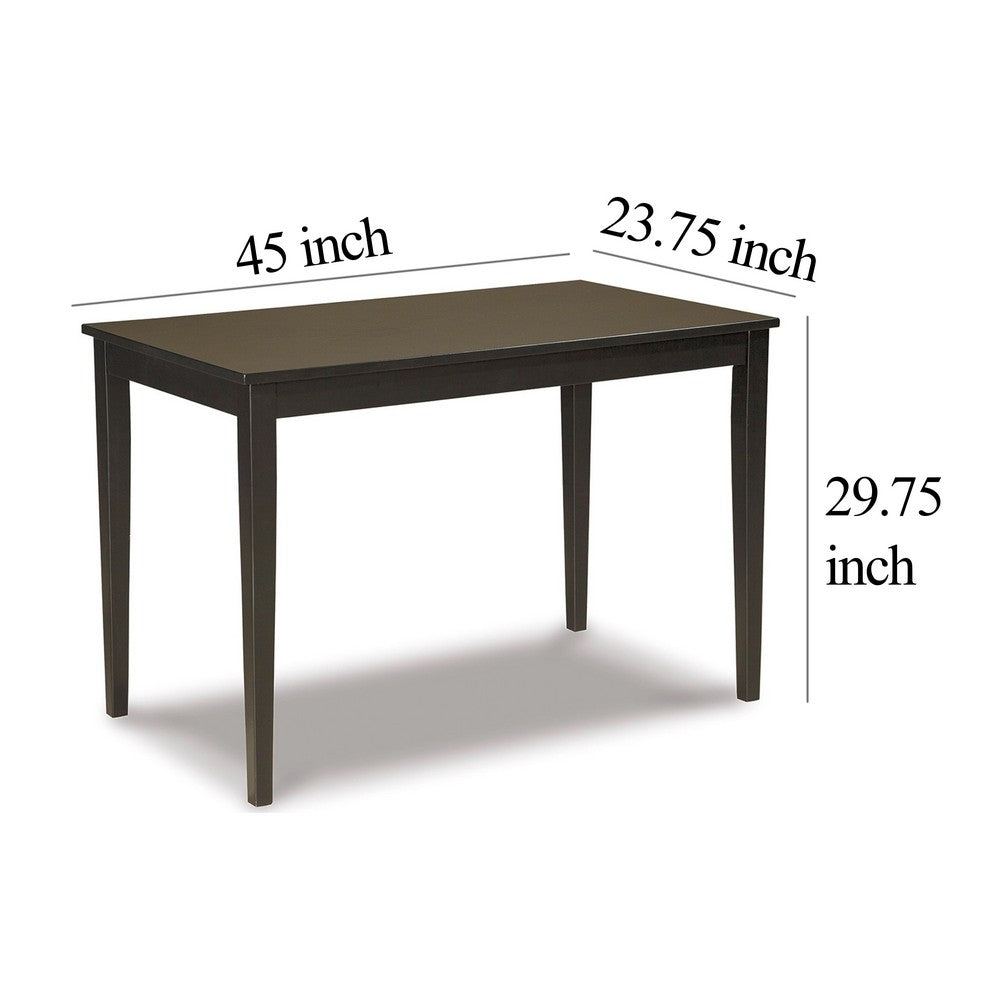 Benjara Pim Dining Table, 45 Inch Rectangular Top, Dark Brown Tapered Legs