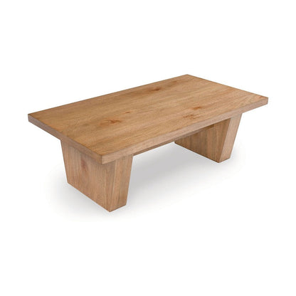 Benjara Kris Coffee Table, 55 Inch Rectangular, Tapered Legs, Light Brown