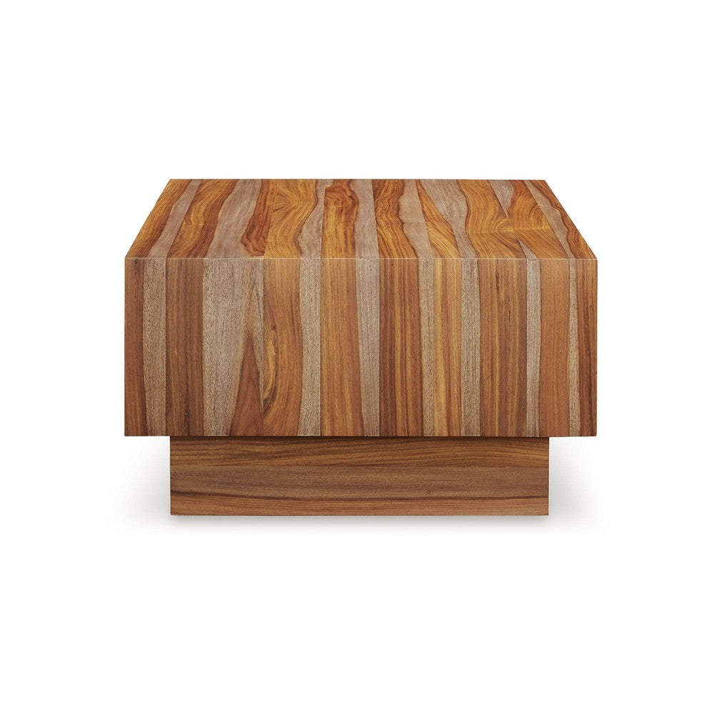 Benjara Donni Coffee Table with Shelf, 46 Inch Rectangular, Panel Legs, Brown Wood