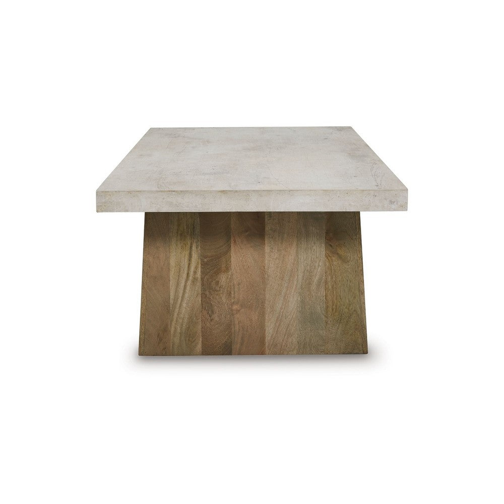 Benjara Beda Coffee Table with Casters, Shelf, 48 Inch Rectangular, Brown Wood