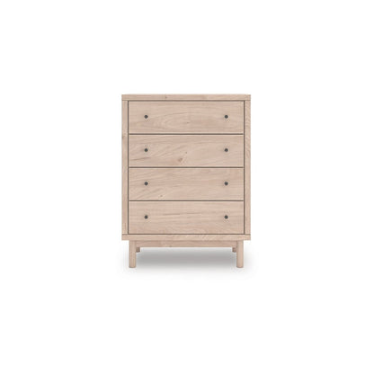 Benjara Rox Tall Dresser Chest, 4 Drawers with Black Metal Knobs, Tan Brown