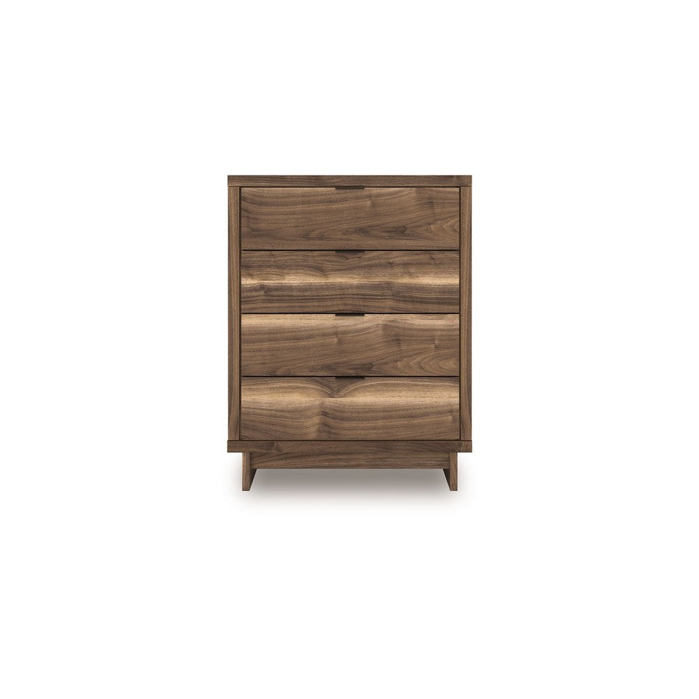 Benjara Lina Tall Dresser Chest, 4 Drawers Integrated Pulls, Natural Wood Brown