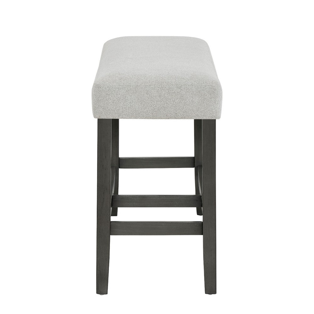 Benjara Jeny Counter Height Dining Bench, Padded Seat, 40 Inch Light Gray