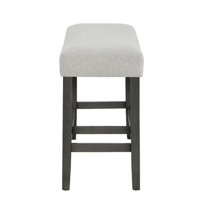 Benjara Jeny Counter Height Dining Bench, Padded Seat, 40 Inch Light Gray