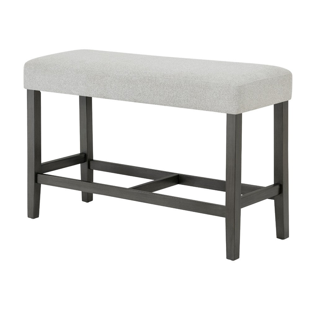 Benjara Jeny Counter Height Dining Bench, Padded Seat, 40 Inch Light Gray