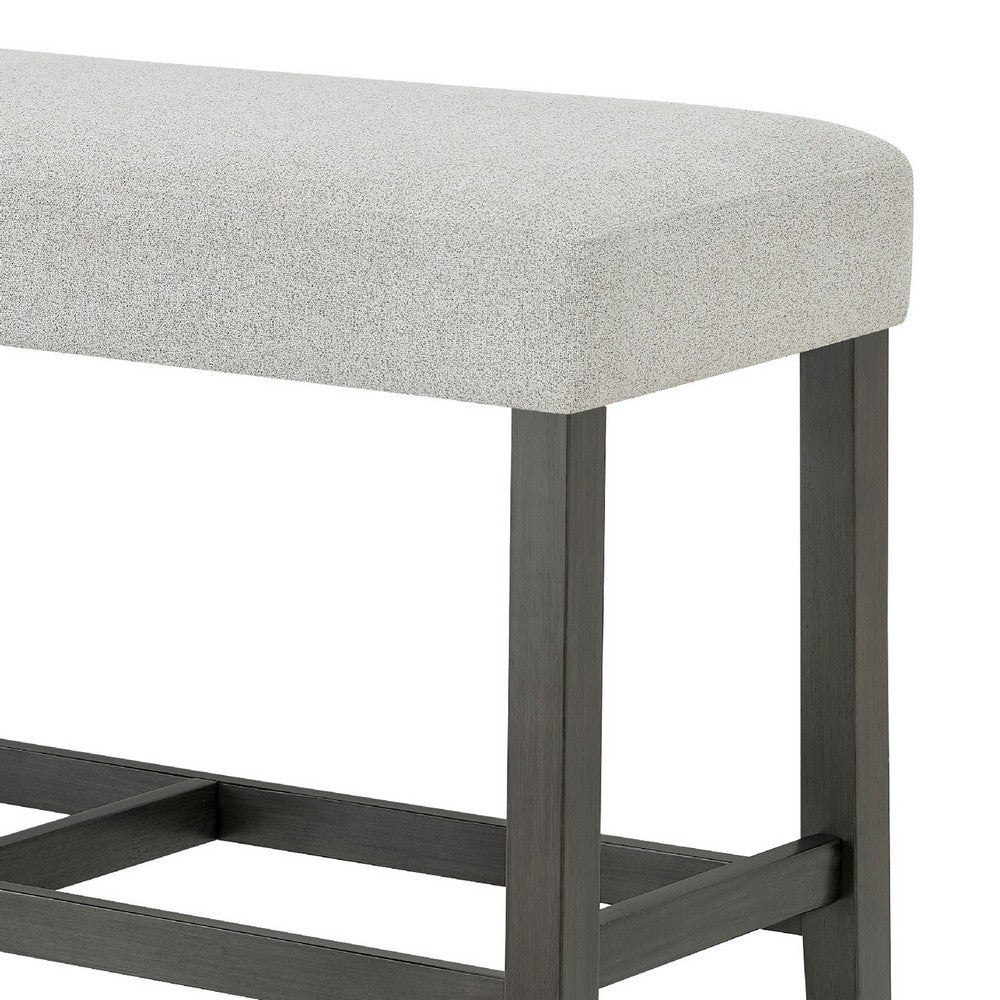 Benjara Jeny Counter Height Dining Bench, Padded Seat, 40 Inch Light Gray
