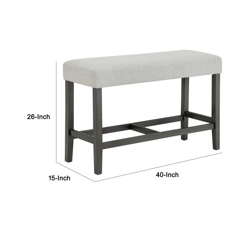 Benjara Jeny Counter Height Dining Bench, Padded Seat, 40 Inch Light Gray