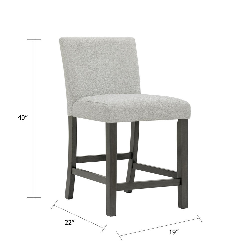 Benjara Jeny Counter Height Dining Chair Set of 2, Padded Seat, Light Gray