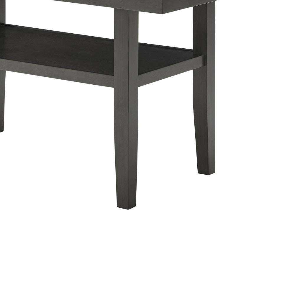 Benjara Jeny Counter Height Dining Table, 60 Inch Faux Marble Top, Dark Gray